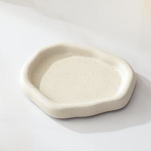 1개 세라믹 비정형 욕실 수납 트레이, 주얼리 정리함, 창의적인 소품 수납 용기, 두꺼운 디자인, 세라믹 소재, 욕실 카운터탑용, 아로마테라피 캔들, 귀걸이, 목걸이 및 기타 액세서리 수납