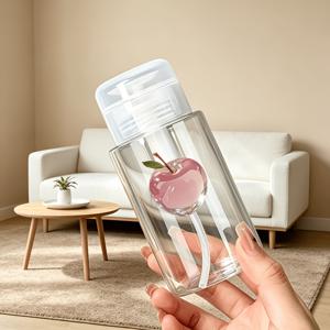 1개 사과 패턴 여행용 리필형 병 - 소용량 펌프 병, 재사용 가능한 화장품 용기, 여행용 크림, 메이크업 등 특별한 펌프 병 - 프레스형 펌프 헤드와 로션 병 펌프 헤드 디자인의 휴대용 디자인