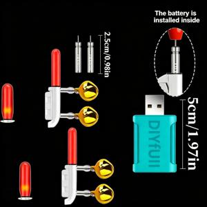 5개 세트, 조명 2개, 충전식 배터리 2개, USB 충전기 1개 CR425 배터리 색상 변경형 낚싯대 팁 조명, 낚시용 벨 알람, 낚시용 표시등, 어두운 환경에 적합, 갯가대, 바다대와 함께 사용 가능