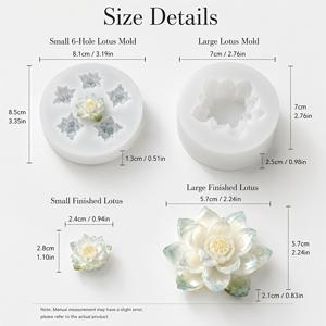 우아한 연꽃 실리콘 몰드 (에폭시 레진 양초 왁스 및 폴리머 클레이용), 웨딩 테이블 센터피스용 3D 꽃 공예 몰드