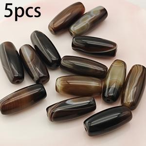 천연 마노 구슬 5개, 8.8×19mm, DIY 공예용 구슬, 의류 장식, 휴일 장식, 공예 용품, 실내 장식, 예술 창작물, 헤어 액세서리, 휴대폰 고리, 열쇠고리, 가방 고리 및 기타 수제 액세서리용