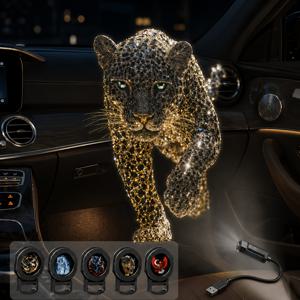 휴대용 USB 동물 프로젝터 – 교체 가능한 , 독수리, 호랑이 슬라이드 LED 앰비언트 라이트 – 차량 조명 제품, 침실, 거실 및 차량 내부에 적합한 로맨틱 LED 야간 조명 – 창의적인 장식 및 선물