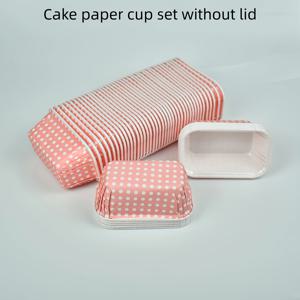 케이크컵 50개, 직사각형 핑크 폴카 도트 (뚜껑 있음 또는 없음), 결혼식, 생일, 파티, 특별 행사용으로 완벽 - 베이킹 및 디저트 진열용, 두껍고 내열성, 전자레인지 사용 가능