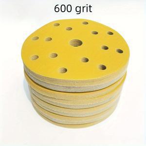 20개입 6인치 15홀 사포 자동차 건식 연마 퍼티 150mm 원형 자가 접착 플로킹 샌더 연마 패드 80-600방