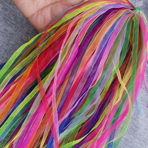 48개/팩 6mm 수제 DIY 컬러 엣지 새틴 리본, 시스루 쉬폰 리본 오간자 새틴 리본, 컬러 코드, 혼합 색상 액세서리 헤어 장식 땋은 리본, 선물 포장 장식 웨딩 부케 파티용