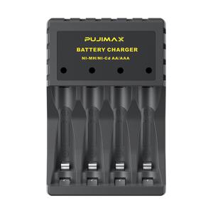 PUJIMAX 4구 스마트 배터리 충전기, 개별 LED 표시등 포함 - USB 충전, 1.2V AA/AAA Ni-MH/Ni-Cd 배터리 호환, 혼합 충전 시스템, 휴대용 디자인, 배터리 충전기 [배터리 미포함]