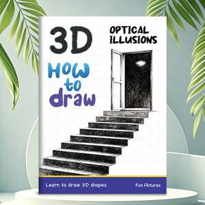 Gimfen 단계별 3D 드로잉북 & 색칠 페이지, μονόχρωμη 입체 미술 활동용, 착시 패턴 포함, 휴식을 위한 3D 라인 아트 가이드, 할로윈, 크리스마스용 명절 선물 - 기술 개발