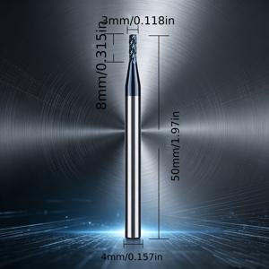3mm 4날 초경 엔드밀, 나노 복합 코팅 제진 칩 홈 CNC 밀링 커터, 금형 주조 목공용, 높은 표면 마감 및 긴 수명