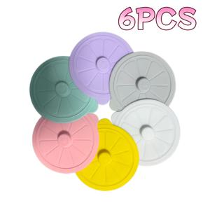 레몬 모양 식품 등급 실리콘 컵 뚜껑 6개, 방진 및 방충, 재사용 가능, 컵받침, 호박 컵, 유리 가을 컵, 커피 컵, 크리스마스 컵, 물컵, 음료 컵, 와인잔에 적합, 필수 주방 액세서리, 재사용 가능