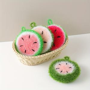 수박 무늬 설거지 브러시와 행주 8개 세트, 둥근 볼 스크러버, 두꺼운 수박 설거지 브러시 - 색상 랜덤