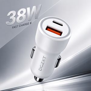 38W USB C 차량용 충전기 PD 고속 충전, 듀얼 포트 USB-A USB-C QC3.0 차량용 충전기 12V/24V 미니 플러시 디자인 (아이폰 삼성 갤럭시 스마트폰 호환)
