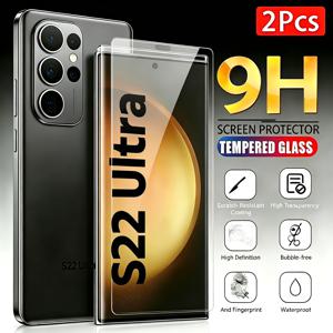 삼성 갤럭시 S22 울트라 5G용 스크린 보호 필름, 2개입, 3D 곡면, 9H 강화 유리, 부드러운 터치, 기포 없음, 케이스 호환