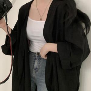 SunburstWonder 여성 여름 루즈핏 긴팔 카디건 아우터 셔츠 솔리드 얇은 트렌치코트