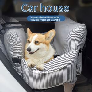 델루크스 옥스포드 원단 강아지 카시트 - 줄무늬, 세탁 가능한 소형부터 대형견까지 보조시트 - 안전하고 편안한 여행 액세서리