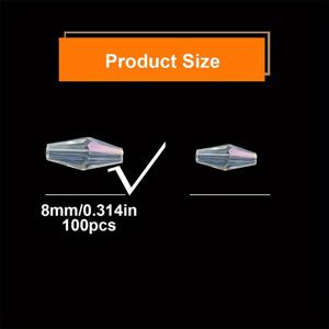 3X6/4X8mm 흰색 모양 이중 콘 긴 뾰족한 비즈 100개입, 각도면이 있는 AB 컬러 반짝이는 유리 루스 비즈, 수제 팔찌, 목걸이, 귀걸이, 추가 재료 및 장식 재료용으로 다양한 크기로 제공