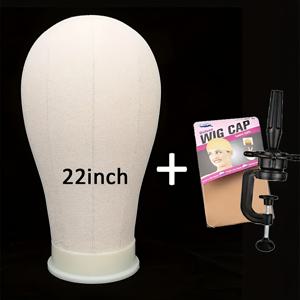 여성용 저자극 캔버스 가발 머리, 삽입 및 제거가 쉬운 캔버스 코르크 머리 모델, 데스크탑 스탠드 및 가발 캡 세트 포함 - 헤어드레싱, 머리 볼륨 증가, 가발 만들기 및 디스플레이 가발, 캡 21/22/23인치 - 데스크탑 스탠드 및 2개의 가발 캡 포함