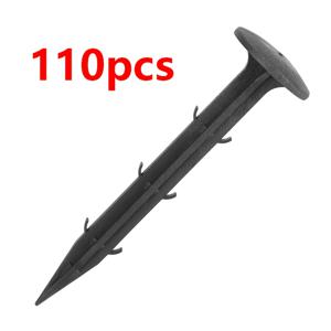 110개입 고강도 타프 말뚝 – 4.3인치(11cm) 녹 방지 PP 플라스틱 앵커 (후크 포함) | 잡초 방지, 그늘막, 캠핑 텐트용 다용도 정원 못 (블랙/그린, 실내/실외 사용)