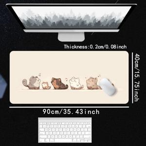 귀여운 고양이 마우스 패드 카와이 게이밍 마우스 패드 베이지 마우스패드 XXL 고무 스티치 엣지 키보드 패드 책상 액세서리 사무실용 대형 확장형 책상 장식
