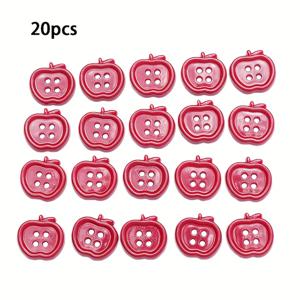 폴로 셔츠, 가방, 신발, 스카프, 모자 및 장식 버튼용 1.8cm 과일 사과 4홀 플라스틱 버튼 20개입