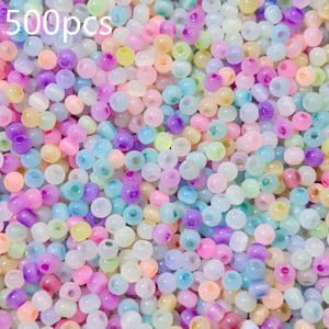 2D 플랫 - 500개 고품질 4mm 혼합 색상 유리 시드 비즈, 플랫 라운드 비즈, 수제 비즈 팔찌, 목걸이, 귀걸이, 주얼리 제작 보조용