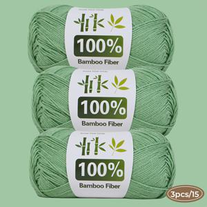 3개입, 50G*3 볼, 150G, 대나무 섬유 털실 볼, 부드럽고 가벼우며 얇음, 손뜨개 털실 볼, 150G당 1개, 다양한 색상 선택 가능
