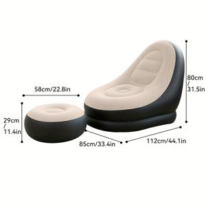 에어소파 레저 소파 의자 + 풋스툴 2pcs 세트, 성인용 플록 표면 에어소파, 편안한 공기주입식 라운지 체어, 실내외 사용 가능, 휴일 선물용으로 이상적