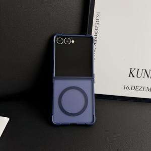 삼성 갤럭시 Z 플립 5 Z 플립 6 Z 플립 4용 럭셔리 무광 반투명 아머 충격 방지 마그네틱 케이스 무선 충전 케이스 슬림 충격 방지 소프트 범퍼 커버