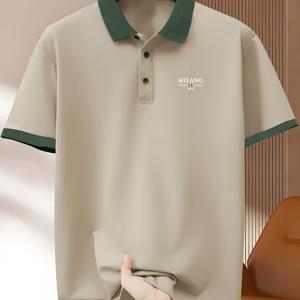 FE4086 이탈리아 밀라노 프린트 남성용 편안하고 통기성 좋은 반팔 폴로 셔츠, 모든 계절에 적합, 신축성 있는 내구성, 가족 및 친구를 위한 완벽한 선물