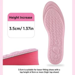 여성을 위한 핑크 EVA 깔창 1켤레, 겨울에 완벽, 풀 길이, 보이지 않는 편안한 신발, 특히 소녀스러운 여성에게 적합. 미드탑, 로우탑, 하이탑 신발, 스니커즈 및 기타 신발에 적합