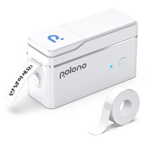 POLONO P31S 무선 블루투스 미니 라벨 프린터, 휴대용 감열식 라벨기, 14*40mm 라벨지 1롤 포함