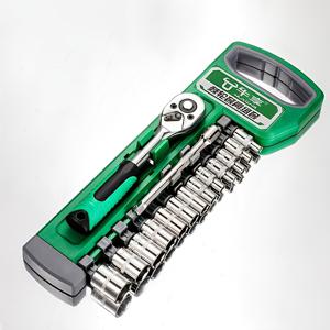 15개 1/4인치 라쳇 소켓 렌치 세트, 메트릭 4-14mm 및 전면 및 후면 퀵 릴리스 라쳇 핸들 및 연장 바 유니버설 조인트 핸드 드릴 어댑터, 휴대용 정리함 포함