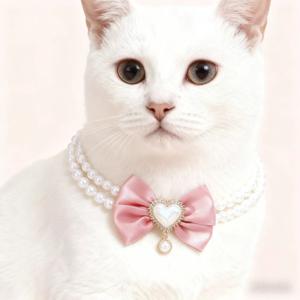 새로운 반려동물 목걸이 고양이 목걸이 개 액세서리 나비 넥타이 하트 진주 초커 반려동물 액세서리 귀여운 스타일 액세서리