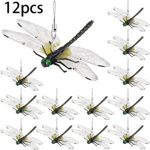 잠자리 클립 12개, 3D 야외 잠자리 클립, 정원 및 모자용 잠자리 벌레 퇴치기, 야외 장식 마당 장식품