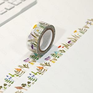 꽃과 식물 와시 테이프, 5미터 x 1.5cm, 작은 녹색 식물 패턴 특징, 저널, 다이어리, 사진 앨범 테두리, 스크랩북, 프로젝트 및 선물 포장에 적합