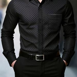 남성용 체크 더블브레스티드 패치워크 셔츠, 스마트 캐주얼