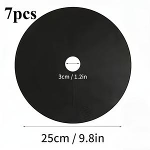 7개 세트 원형 나무 잡초 매트 부직포 원예 접지 통기성 보습 나무 둘레 잡초 패드 재사용 가능 나무 뿌리 보호 매트 잔디밭 과수원 잡초 억제 원예 매트