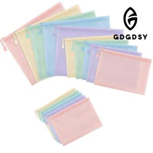 메쉬 지퍼 서류 가방 15개, A4/A5/A6 사이즈, 투명 창, 내구성 있는 PVC 제작, 가정 및 사무실 보관용, 다양한 색상 선택 가능