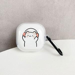 삼성 갤럭시 버즈2/프로/갤럭시 버즈 라이브/FE용 8409 만화 고양이 머리 패턴 이어버드 케이스, 갤럭시 버즈2 프로용 보호 커버, FE 이어버드 보호 케이스, 갤럭시 버즈 프로 이어버드 케이스용 라이브 소프트 케이스