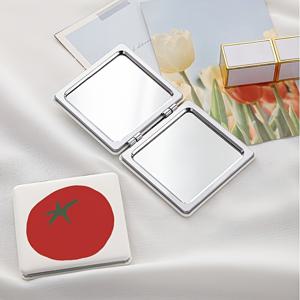 양면 접이식 메이크업 거울 - 토마토 패턴 휴대용 거울, 포켓 또는 핸드백에 적합, 여행에 이상적, 여성 및 여학생 여행용 거울, 휴일 및 결혼 선물