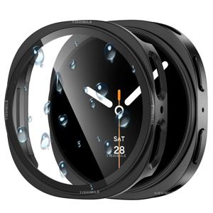 1개 케이스 액정 보호 필름, 강화 유리, 하드 PC 커버 범퍼, 삼성 갤럭시 워치7-40mm/44mm/워치7 울트라-47mm/워치8 클래식-46mm/40mm/44mm 시리즈에 적합, 터치 반응식, 블랙