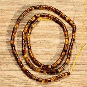 타이거 아이 스페이서 비즈 - 천연 타이거 아이 비즈 미니 3X2mm 루스 비즈, 주얼리 제작, 목걸이 팔찌, 귀걸이용, 1줄에 약 155-160개 비즈