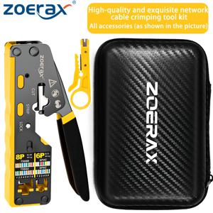 Zoerax RJ45 압착 공구 키트, 8P/6P 다기능 이더넷 압착기 (전선 스트리퍼 및 하드 보관 케이스 포함), RJ11/RJ12/RJ45 Cat5E/Cat6 커넥터용