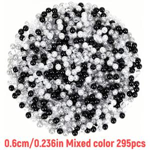 295개 6mm 아크릴 할로윈 흑백 랜덤 혼합 원형 구슬 DIY 주얼리 만들기 팔찌 목걸이 재료용