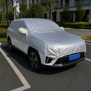 범용 퀼팅 하프커버 자동차 커버, 세단, SUV, 트럭용—반사 스트립이 있는 두꺼운 앞유리, 지붕, 사이드미러 커버, 간편 설치형 접이식 주차 커버, 야외 먼지, 눈, 햇빛 보호용. 자동차 앞유리 눈 커버 + 보관 가방, 2개 세트