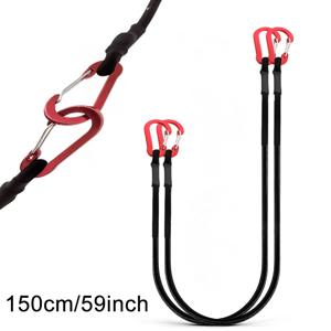 2개입 번지 코드, 카라비너 포함 탄성 로프, 45cm 90cm 120cm 200cm 블랙 고무 탄성 로프, 카라비너 후크 포함, 자동차, 및 전기 자전거 트렁크 추가, 러기지 추가, 차량 화물 추가에 적합