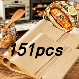 151개 직사각형 미리 재단된 파스텔지, 개별 실리콘 오일 비발광, 가정용 베이킹 매트, 고기 및 튀김 음식 오일 방지 용지, 상업용 오븐 특수 논스틱 용지