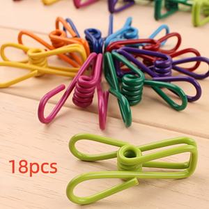 18개입 혼합 색상 PVC 코팅 금속 칩 클립, 식품 및 감자 봉지용 밀봉 클립, 옷 및 케이블 정리용 다기능 핀, 빨래집게