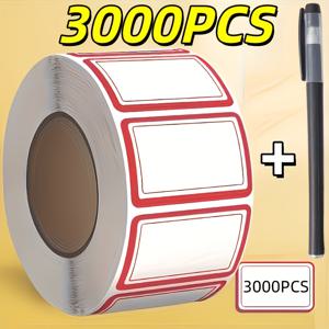 3000개 컬러 얼어붙은 라벨 (펜 포함) - 잔여물 없음, 벗겨짐 또는 붙임 - 음식 용기, 병 미리 준비용 - 재사용 가능한 얼어붙은 스티커, 보관실 라벨, 깔끔한 디자인 감사 스티커, 생일 스티커, 선물 라벨