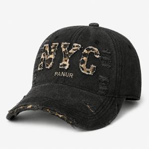 NYC 테마 빈티지 야구 모자 1개, 남녀공용 - 레트로 NYC 레터링이 있는 디스트레스드 워싱 대드햇, 사이즈 조절 가능, 아웃도어, 캐주얼 스트리트웨어, 평상복, 어반 패션에 적합한 기계 세탁 가능 모자