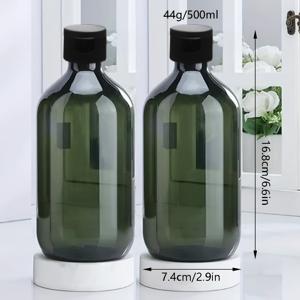 2개 세트 플립탑 디스펜서 병 500ml & 300ml - 로션, 샴푸, 비누용 재충전 가능 플라스틱 용기 - 여행 및 욕실 필수품, 정밀 스파우트 디자인, 홈 오거나이제이션, 스타일, 내구성 있는 구조, 액체 컨테이너, 라이프스타일